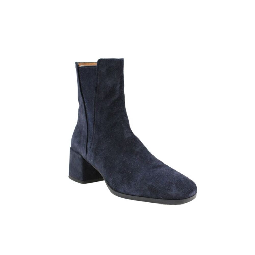 Homers Womens Suede Block Heels Ankle Boots Shoes Navy Size 9.5